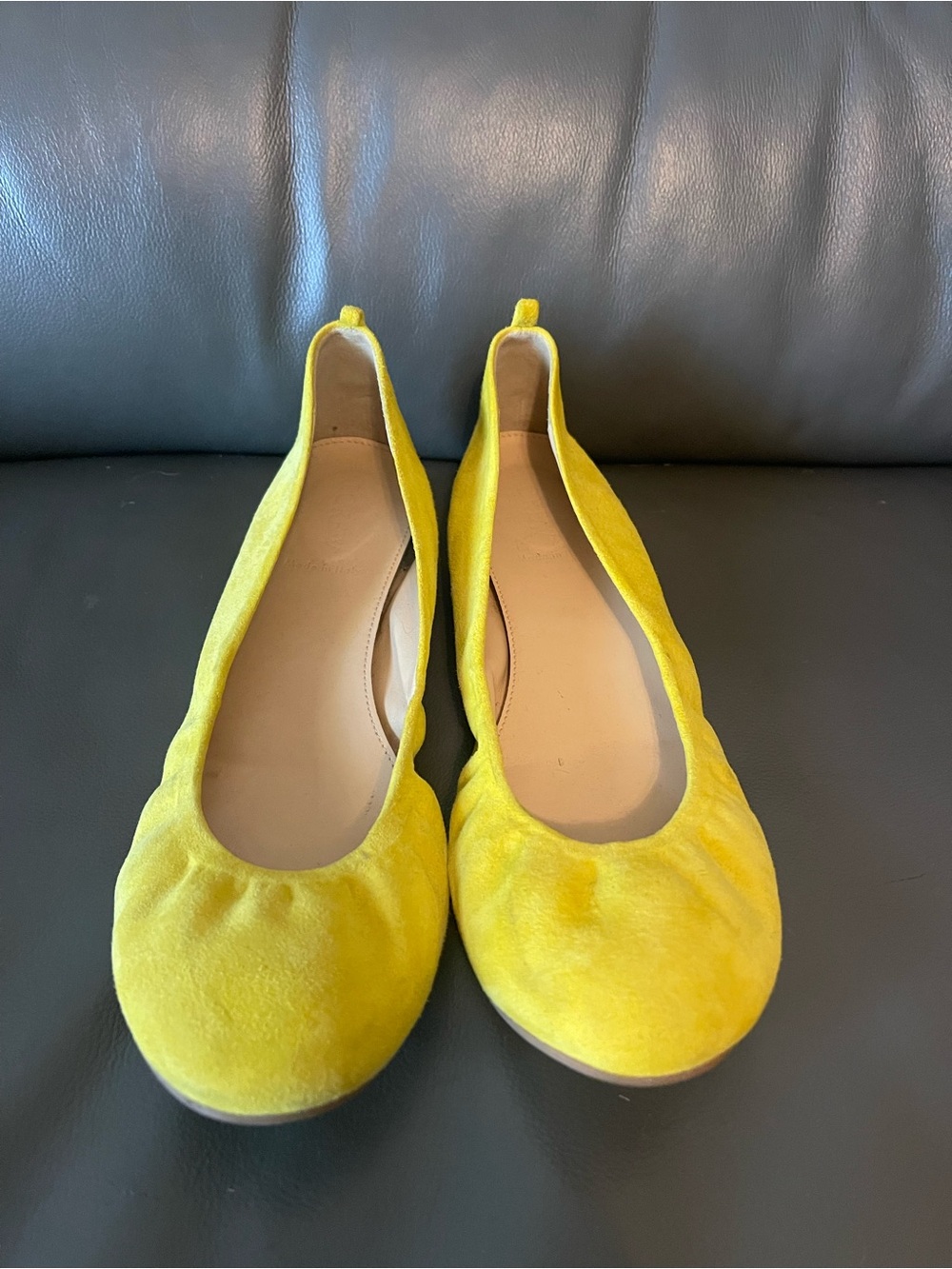 J Crew Women's Yellow Suede Ballet Flats - Soft Slip-On Loafers